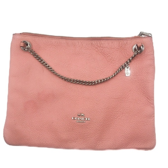 Coach Pebbled Convertible crossbody shoulder bag silver pink F52901 - Picture 1 of 16